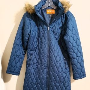 Sporto quilted long jacket waterproof blue Sz Lg